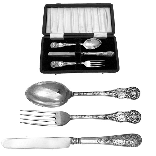 3 Piece Silver Baby Set 1897