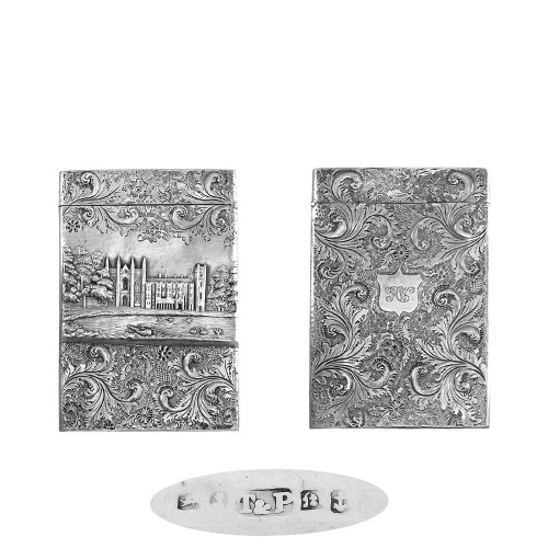 Antique  Silver Card Case Newstead Abbey 1835