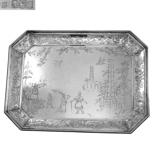 Chinoiserie Sterling Silver Tray 1916