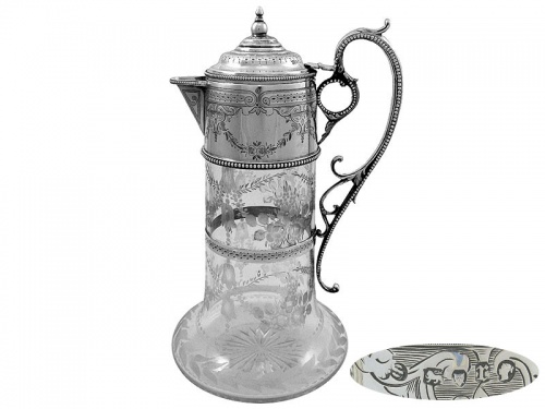 Victorian Silver and Glass Claret Jug 1872