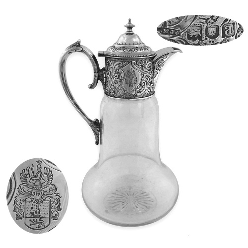 Antique Silver and Glass  Claret Jug 1896