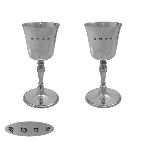 Pair of Sterling  Silver  Wine Goblets 1985