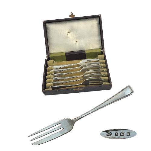 Set of 6 Sterling Silver Cake Forks 1959