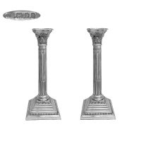 Pair of English Sterling Silver Candlesticks 1935