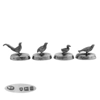 Set of 4 Bird Silver Menu Holders 1907