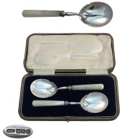 Pair of Mother of Pearl Fruit Spoons 1912